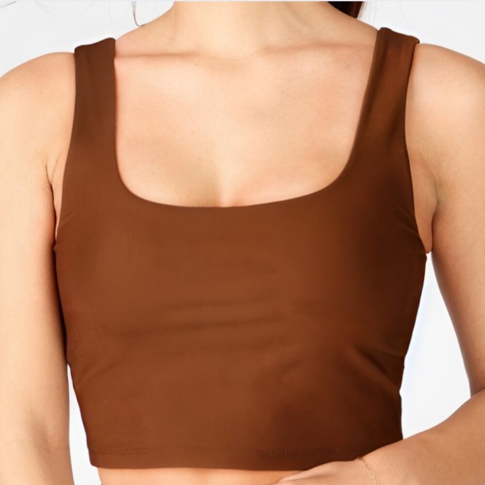 Fabletics NWT Lydia Built-in Bra Tank XL 12 14 in Cinnamon brown